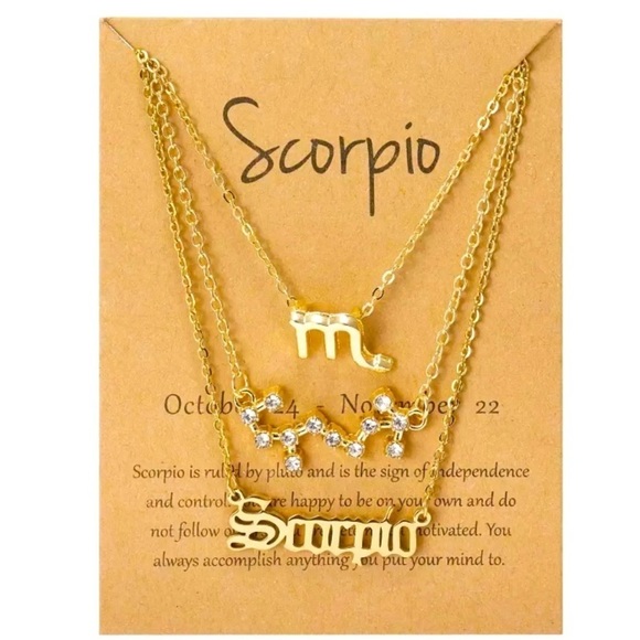 3 pcs Scorpio Zodiac Minimalist layered necklace - Picture 1 of 1